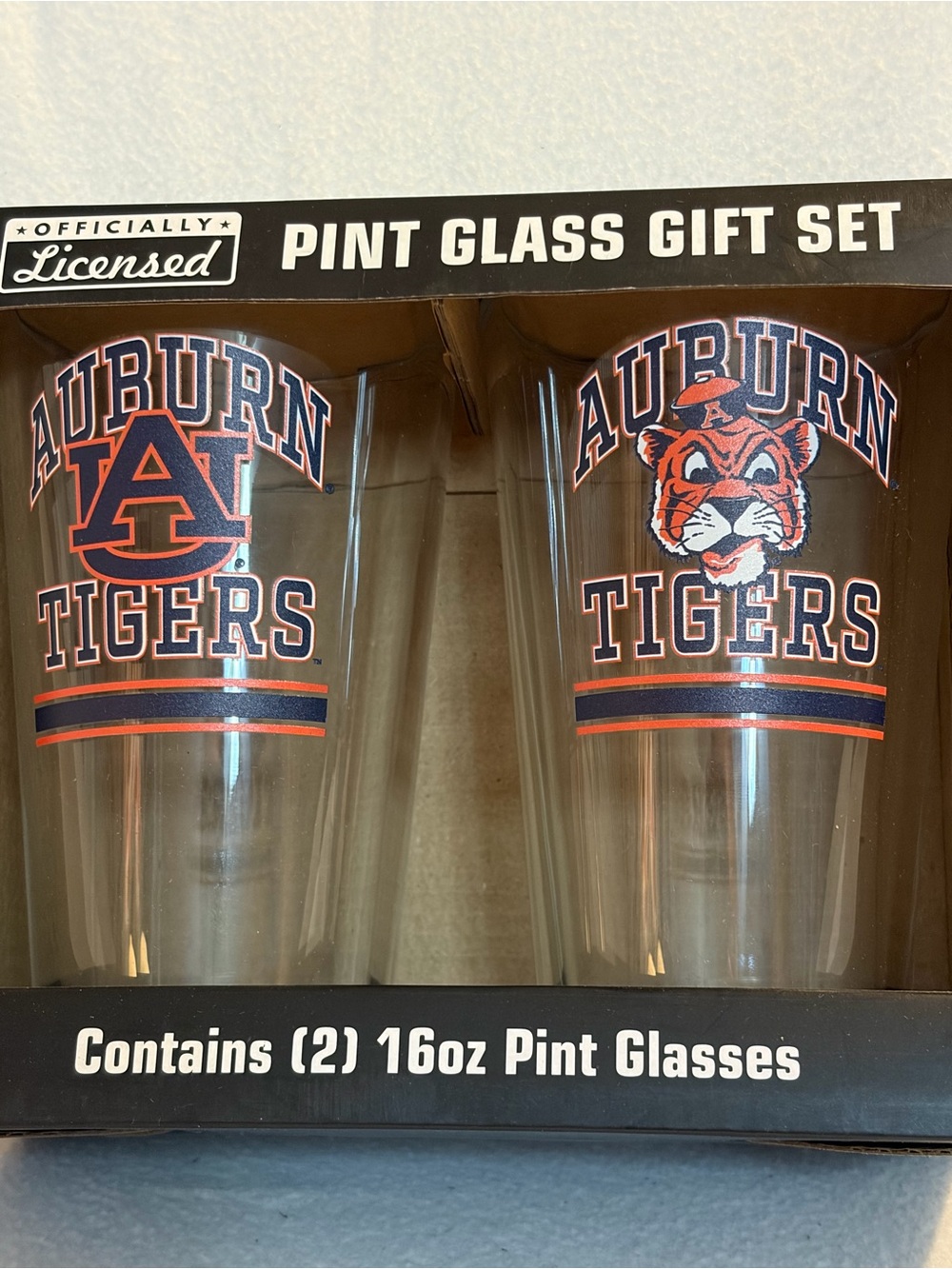Auburn Tigers Pint Glass Gift Set - Clear Glass with Logos